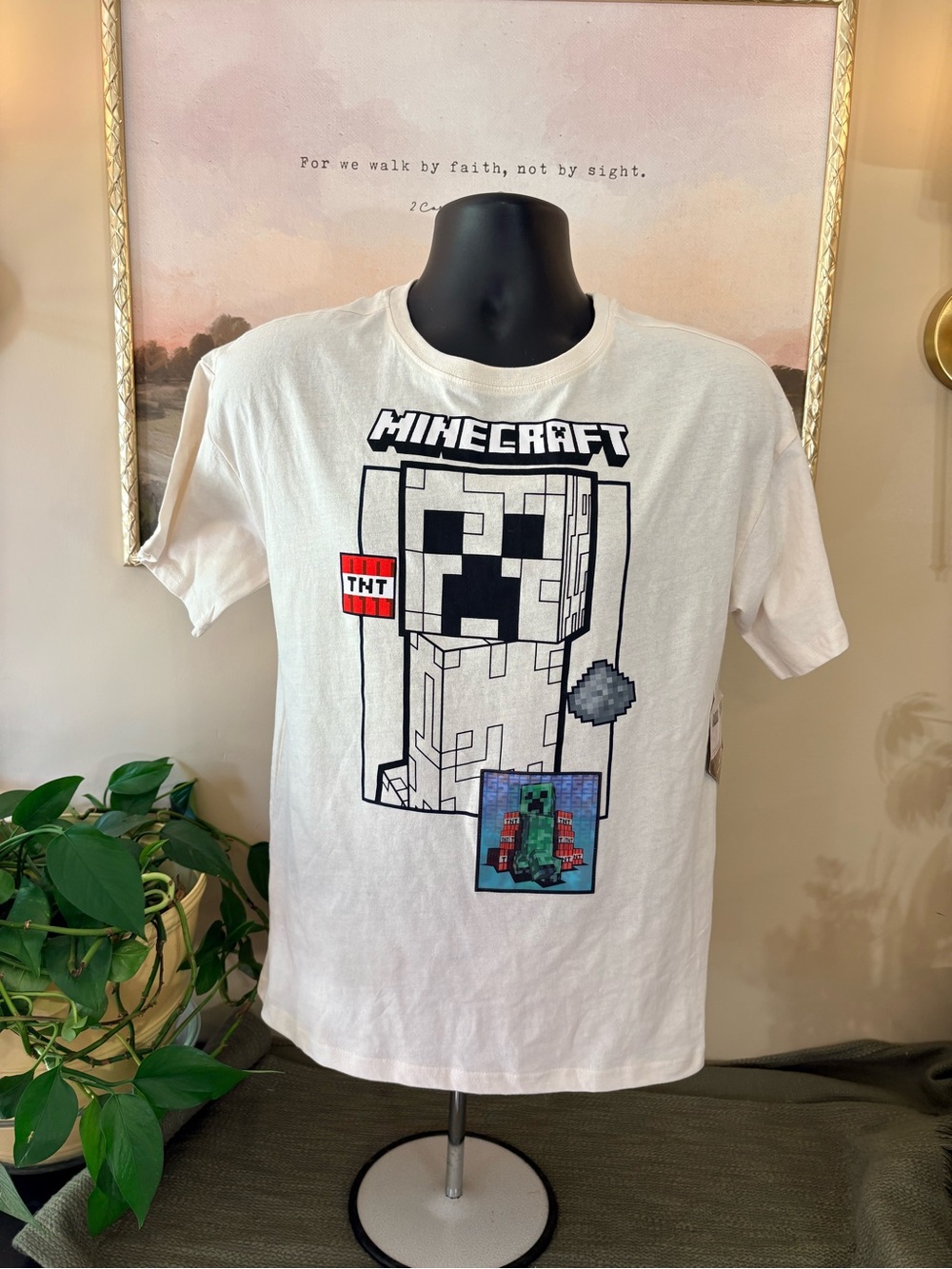 Kids' White Short-Sleeve Minecraft Graphic Tee